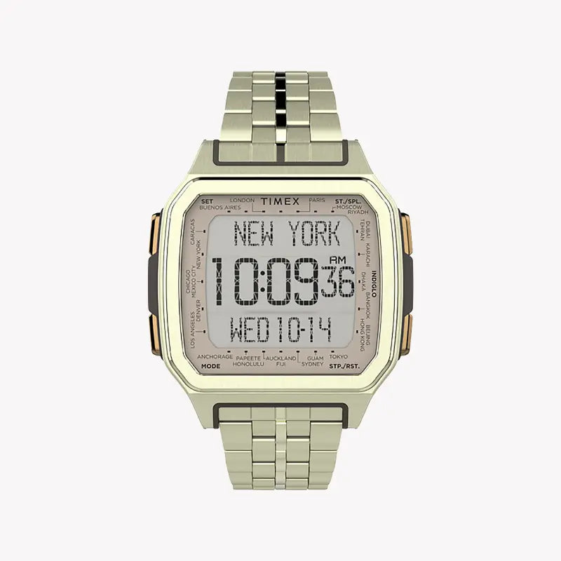 Montre pour homme TIMEX Digital Command Urban - Style résine dorée et acier inoxydable