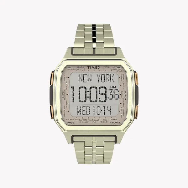 Timex Men's Gold Stainless Steel Watch, Digital Dial | Tw2u17100