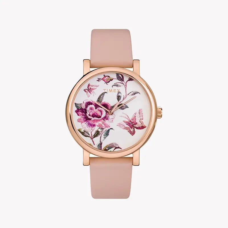 Timex Women's Pink Leather Watch, Pink Dial | Tw2u19300 by i-watch