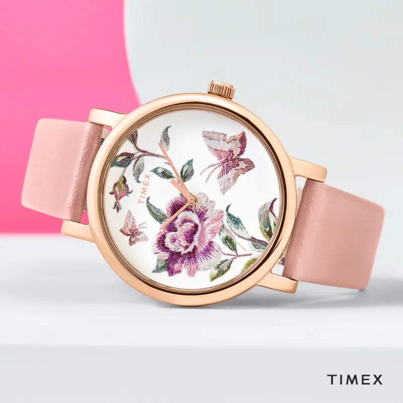 Timex Women's Pink Leather Watch, Pink Dial | Tw2u19300 by i-watch