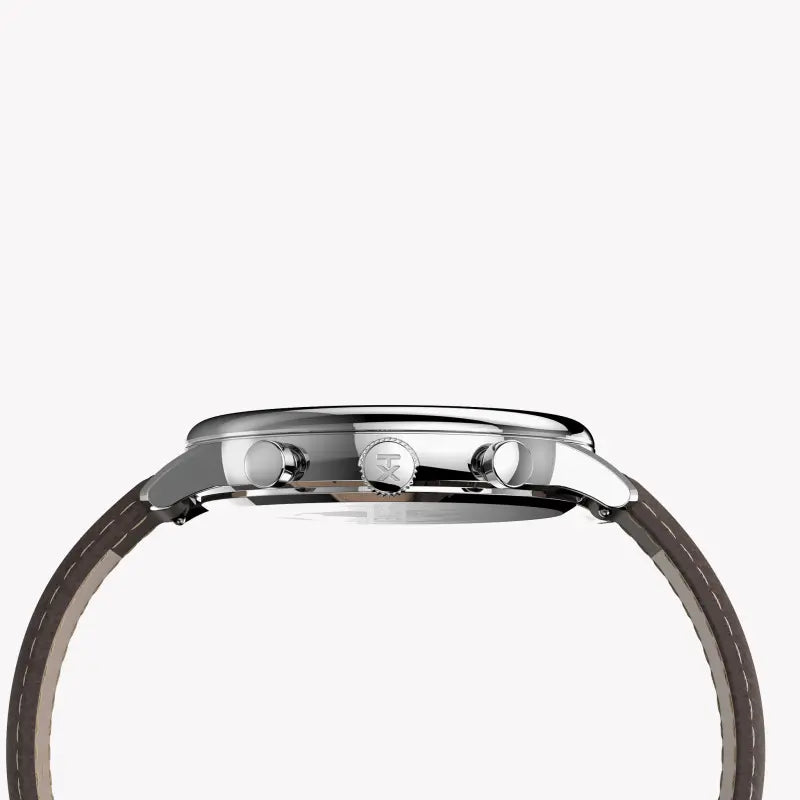 TIMEX CITY COLLECTION CHICAGO TW2U38800 - MONTRE ÉLÉGANTE EN LAITON POUR HOMME AVEC BRACELET EN CUIR MARRON