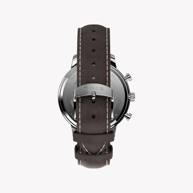 TIMEX CITY COLLECTION CHICAGO TW2U38800 - MONTRE ÉLÉGANTE EN LAITON POUR HOMME AVEC BRACELET EN CUIR MARRON