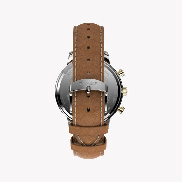 Timex Men's Brass Watch, Blue Dial & Tan Leather | Tw2u39000