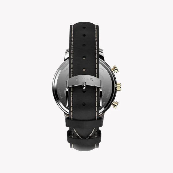 Timex Men's Black Leather Watch, Brass Case | Tw2u39100