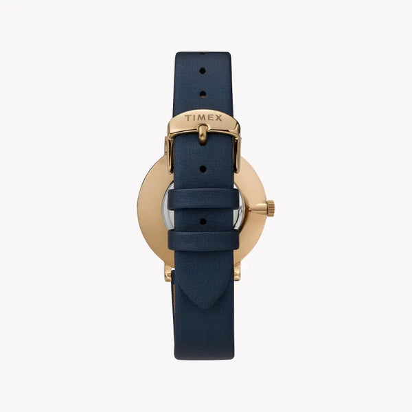 Timex Women's Blue Leather Watch, Brass Case | Tw2u40800