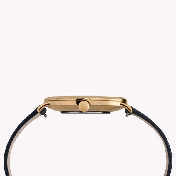 Timex Women's Blue Leather Watch, Brass Case | Tw2u41100