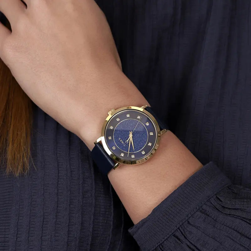 Timex Women's Blue Leather Watch, Brass Case | Tw2u41100