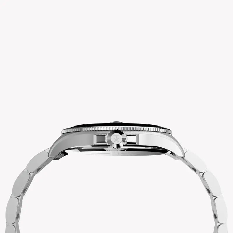 TIMEX City Collection Harborside Coast TW2U41900 – Stilvolle Herrenuhr mit blauem Zifferblatt und silbernem Edelstahlband