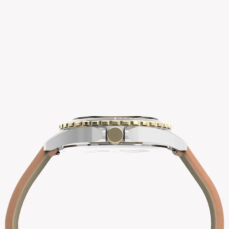 Timex Men's Black Dial Watch, Tan Leather Band | Tw2u55600