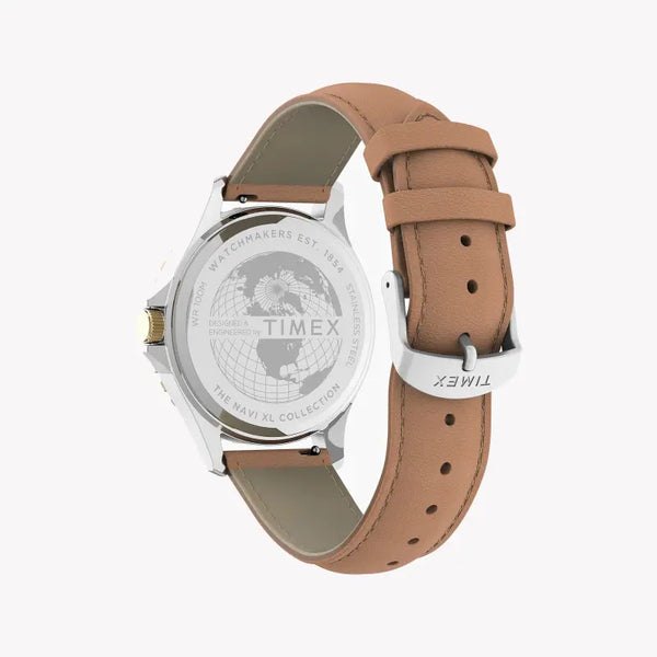 Timex Men's Black Dial Watch, Tan Leather Band | Tw2u55600