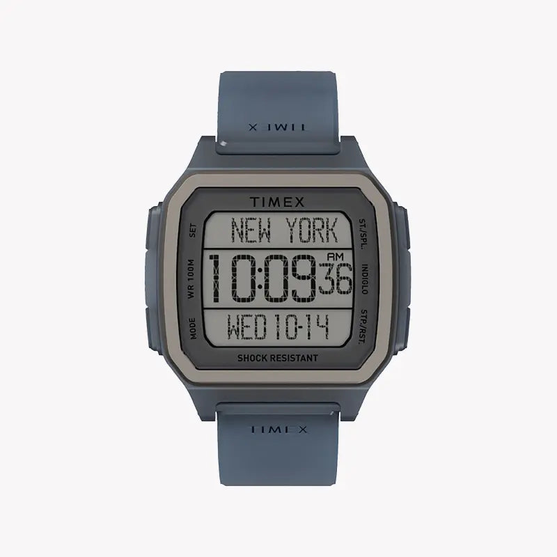 TIMEX Digital Command Urban TW2U56500 – Herrenuhr aus blauem Silikon und Kunstharz, 47 mm