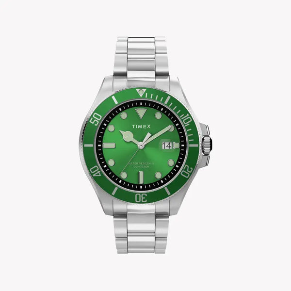 Timex Men's Silver Stainless Steel, Green Dial | Tw2u72000 by i-watch
