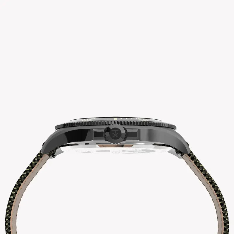 TIMEX CITY COLLECTION HARBORSIDE COAST - MONTRE ÉLÉGANTE POUR HOMMES avec bracelet en tissu vert et cadran noir