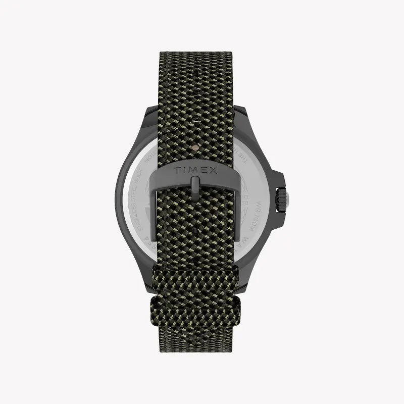 TIMEX CITY COLLECTION HARBORSIDE COAST - MONTRE ÉLÉGANTE POUR HOMMES avec bracelet en tissu vert et cadran noir