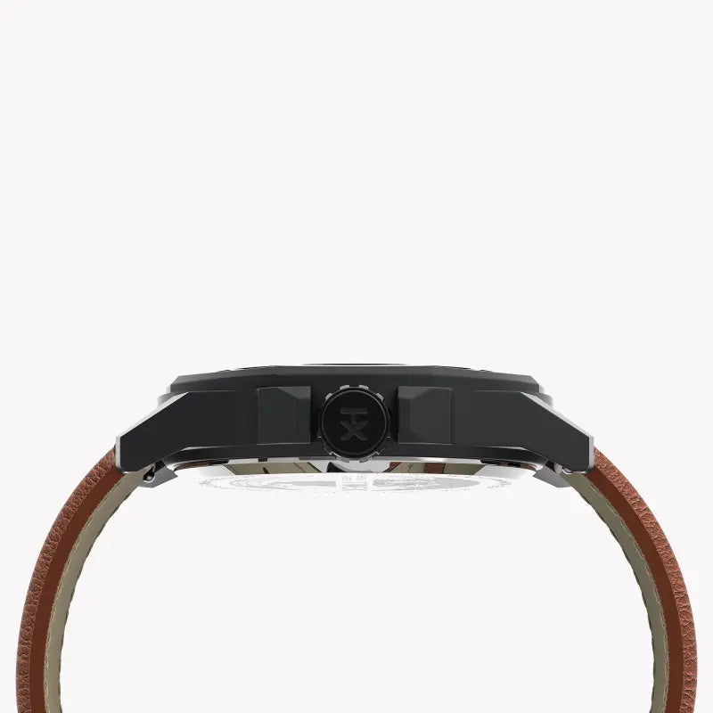 Timex Men's Brown Leather Watch, Gray Dial | Tw2u82200