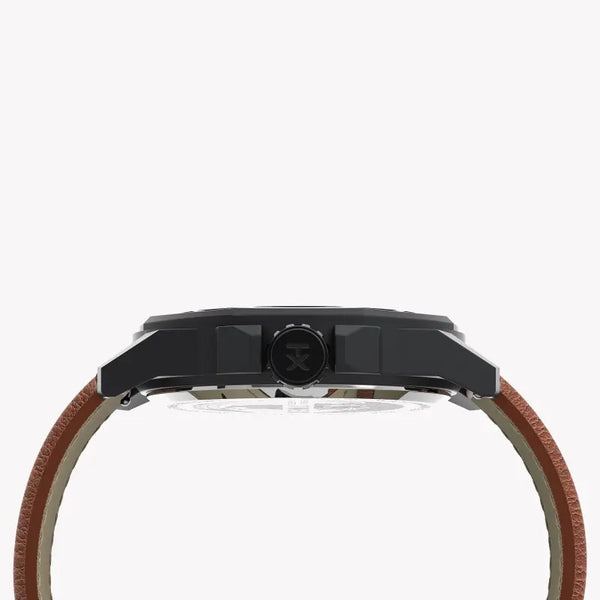 Timex Men's Brown Leather Watch, Gray Dial | Tw2u82200