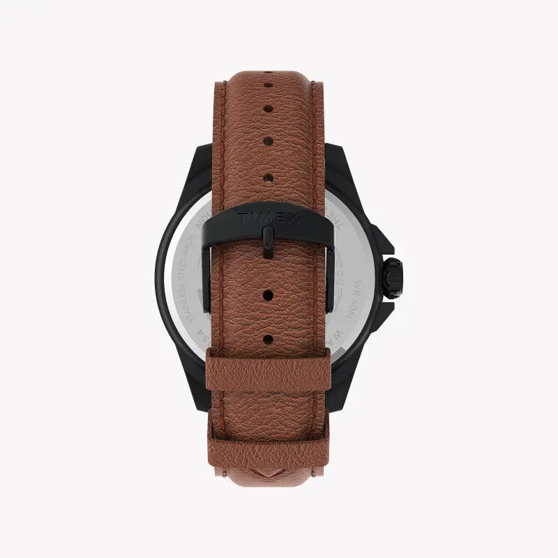 Timex Men's Brown Leather Watch, Gray Dial | Tw2u82200