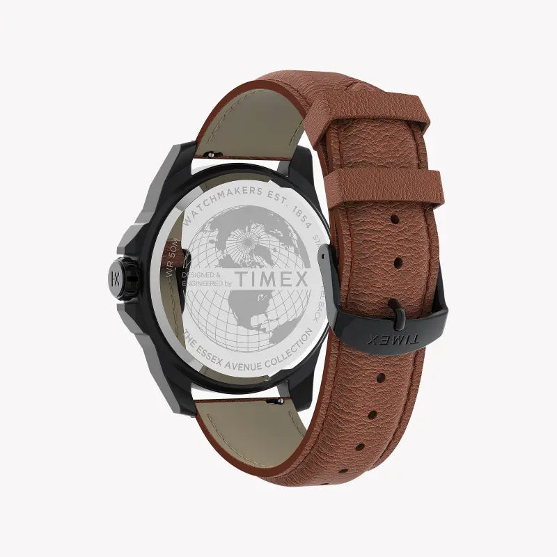 Timex Men's Brown Leather Watch, Gray Dial | Tw2u82200