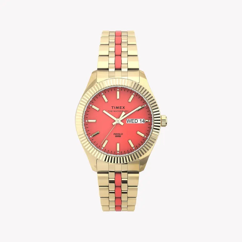 Timex Women's Gold Stainless Steel Watch, Orange Dial | Tw2u82700 by i-watch
