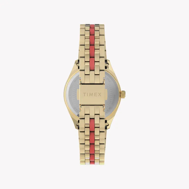 Timex Women's Gold Stainless Steel Watch, Orange Dial | Tw2u82700