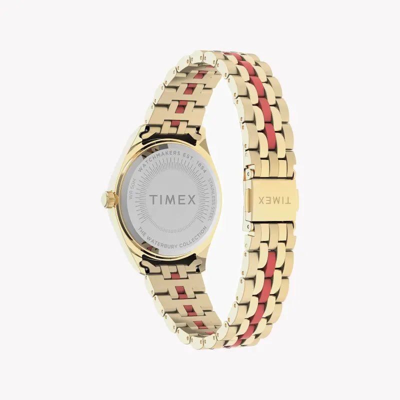 Timex Women's Gold Stainless Steel Watch, Orange Dial | Tw2u82700