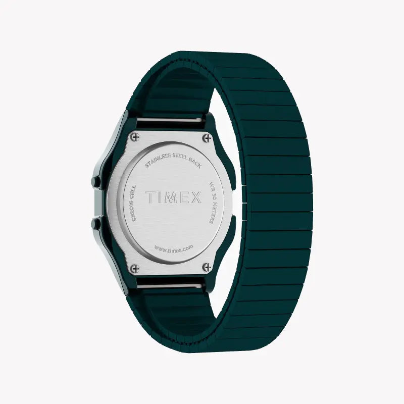 TIMEX TW2U93800 LAB ARCHIVE - MONTRE NUMÉRIQUE UNISEXE EN ACIER INOXYDABLE BLEU avec LUMIÈRE INDIGLO