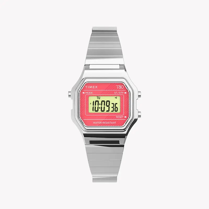 Montre pour femme TIMEX avec boîtier en résine argentée et bracelet en acier inoxydable argenté