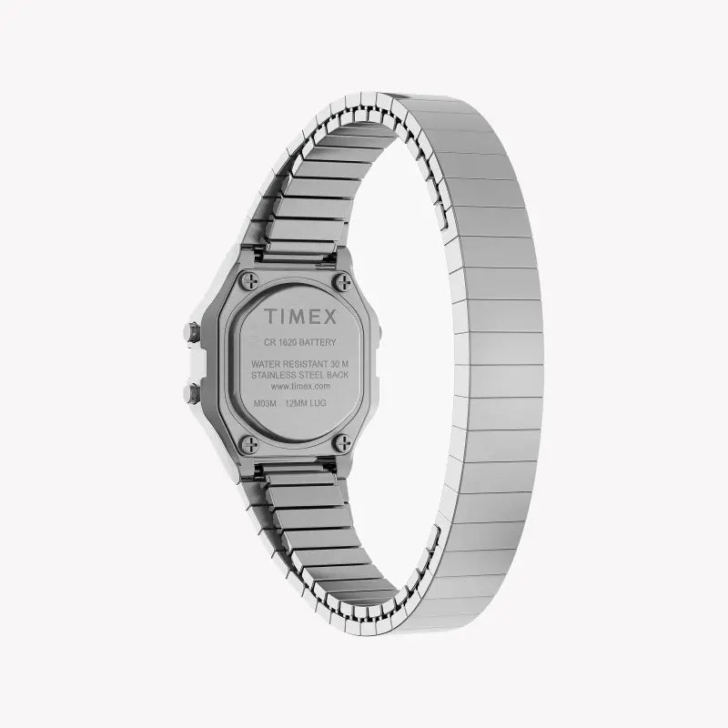Montre pour femme TIMEX avec boîtier en résine argentée et bracelet en acier inoxydable argenté