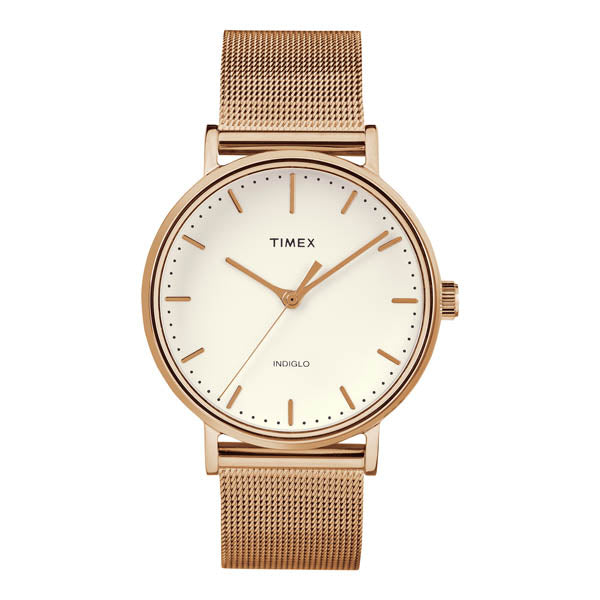 TIMEX Women's Watch with Rose Gold Brass Case and Rose Gold Stainless Steel Band