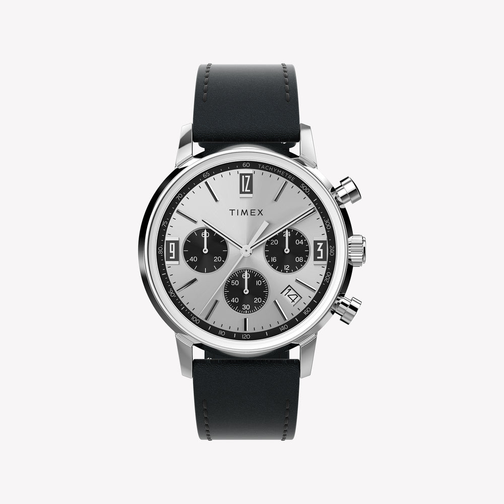 Timex Men's Stainless Steel, Black Leather | TW2W10300