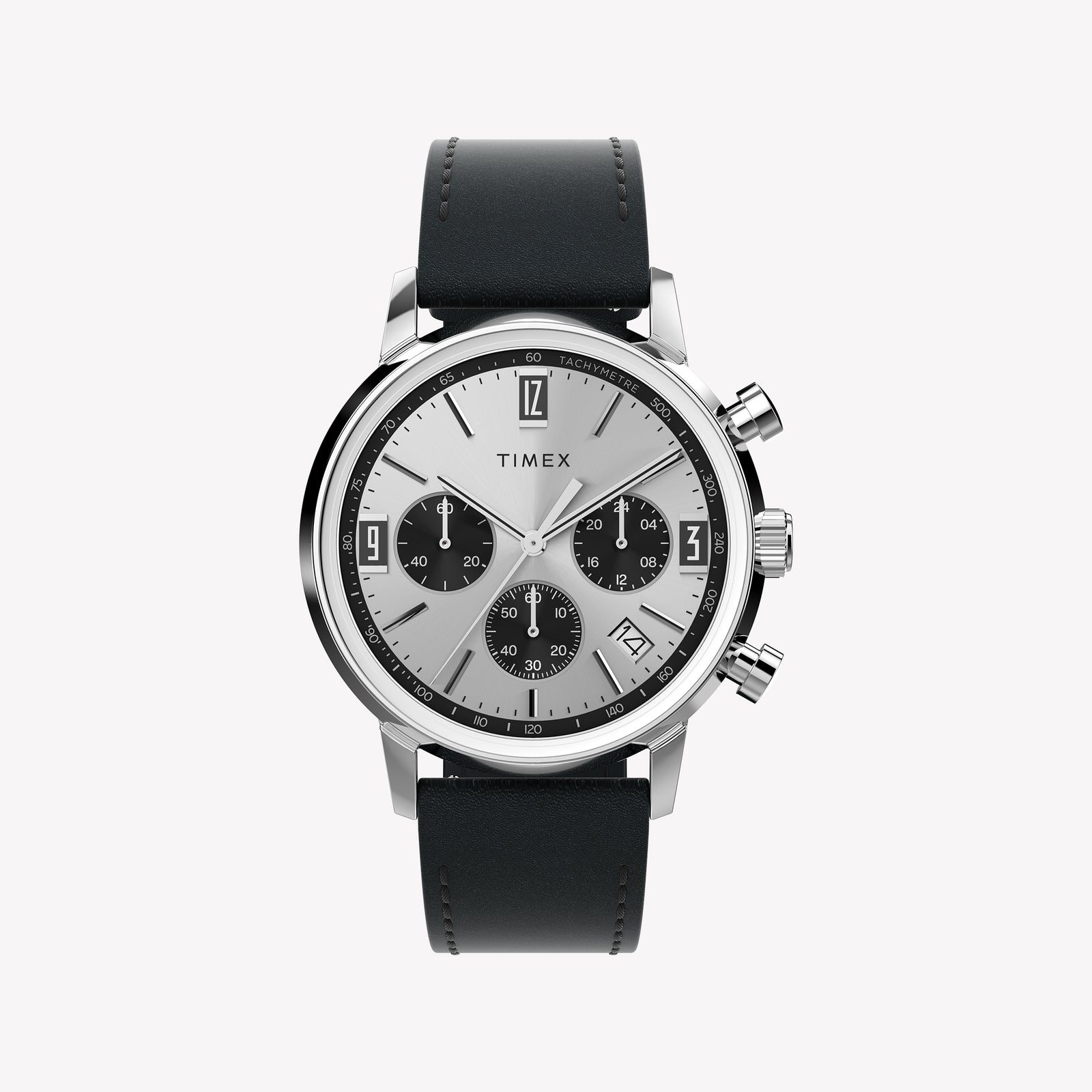 Timex Men's Stainless Steel, Black Leather | TW2W10300