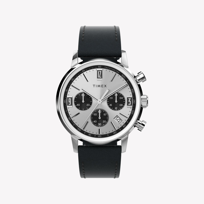 Timex Men's Stainless Steel, Black Leather | TW2W10300