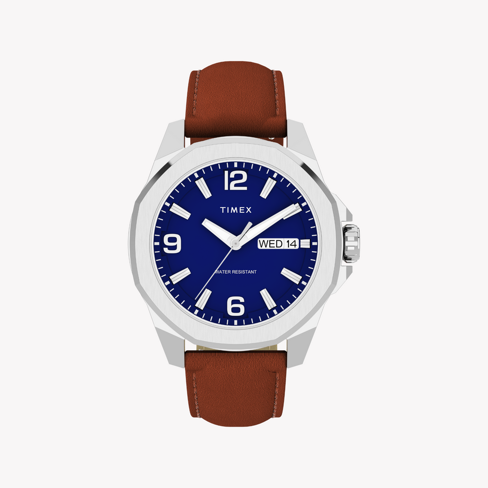 Timex Men's Silver/Brown, Blue Quartz Watch | Tw2w92800