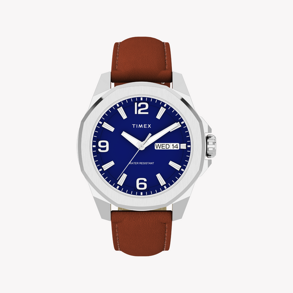 Timex Men's Silver/Brown, Blue Quartz Watch | Tw2w92800