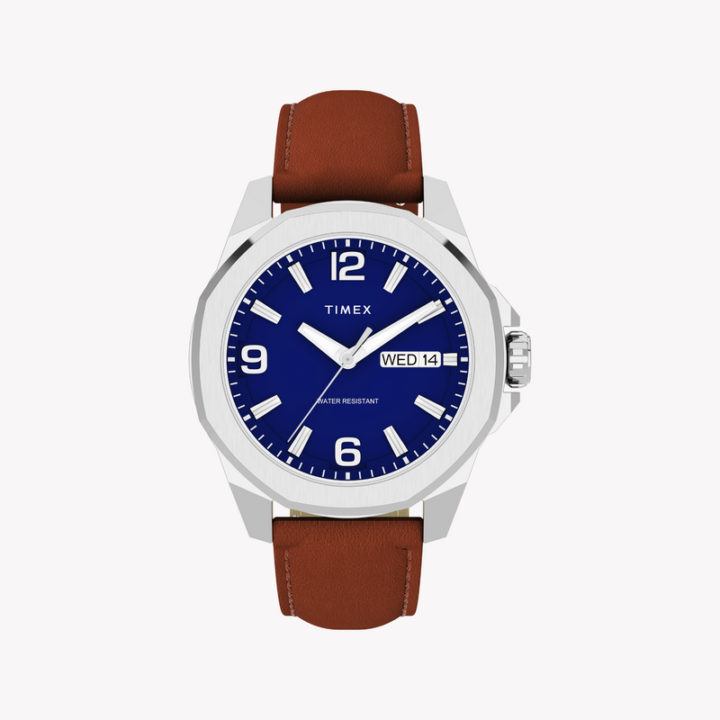 Timex Men's Silver/Brown, Blue Quartz Watch | Tw2w92800