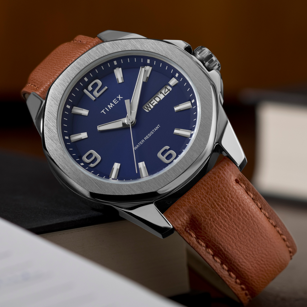 Timex Men's Silver/Brown, Blue Quartz Watch | Tw2w92800