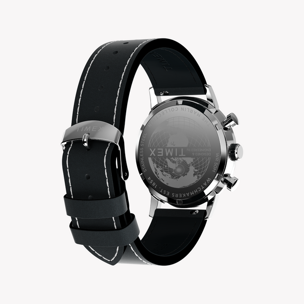 Timex Men's Silver/Black, Stainless/Leather | Tw2w98900