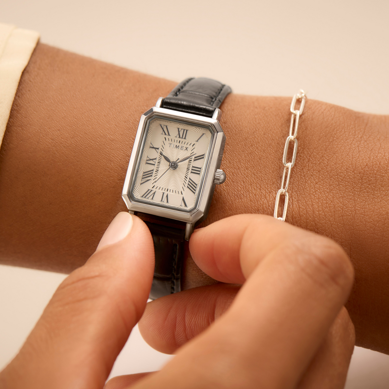 Timex Women's Silver/Black Leather Watch | Tw2y00800 by i-watch