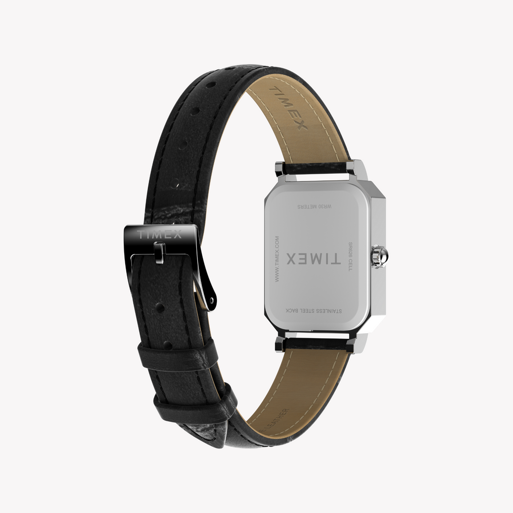 Timex Women's Silver/Black Leather Watch | Tw2y00800