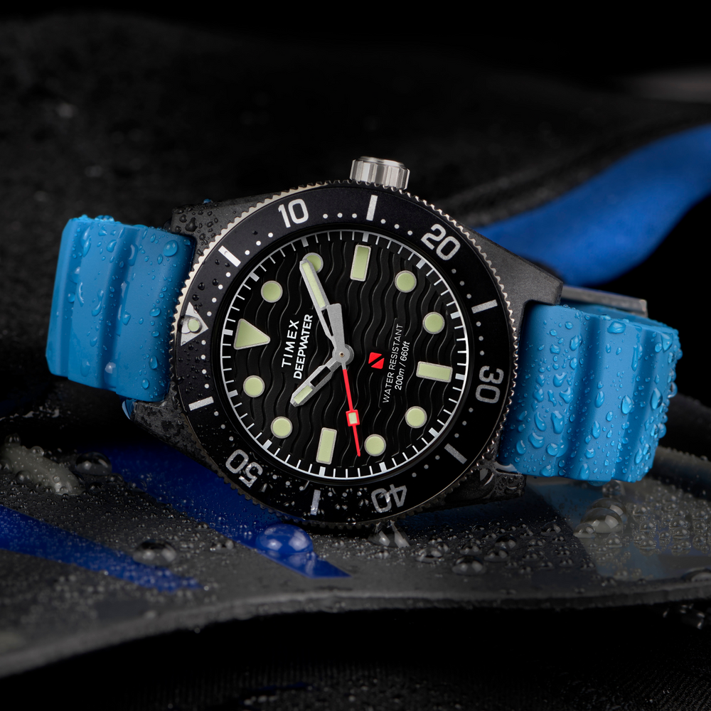 Timex Men's Black Resin/Blue Rubber Watch | Tw2y02500 by i-watch