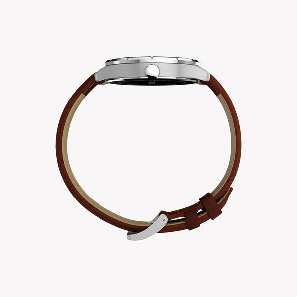 Mens Main Street Silver Tone Case Brown Strap Blue Dial Watch | TW2Y16200 by i-watch