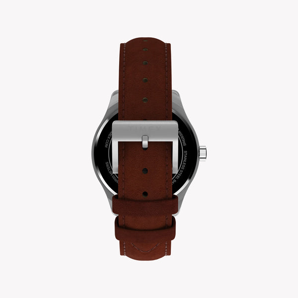 Mens Main Street Silver Tone Case Brown Strap Blue Dial Watch | TW2Y16200 by i-watch