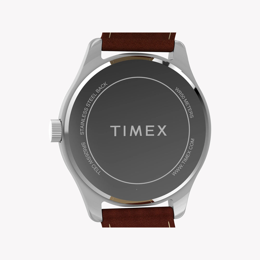 Mens Main Street Silver Tone Case Brown Strap Blue Dial Watch | TW2Y16200 by i-watch