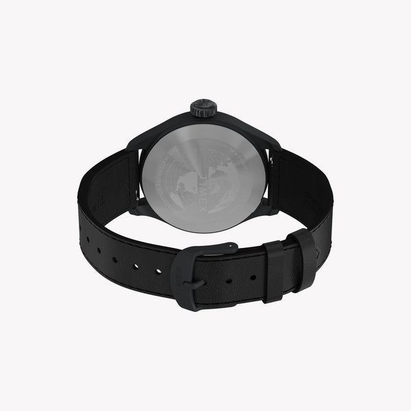 Waterbury ACE SST Black Dial Black Leather Strap Watch TW2Y18900