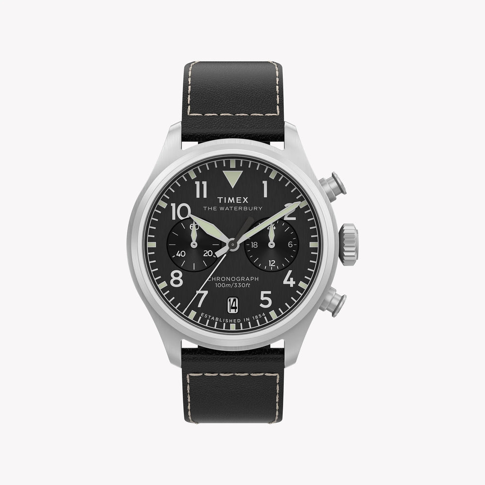 Waterbury Ace Chronograph SST Silver Dial Brown Leather Strap | TW2Y19000 by i-watch