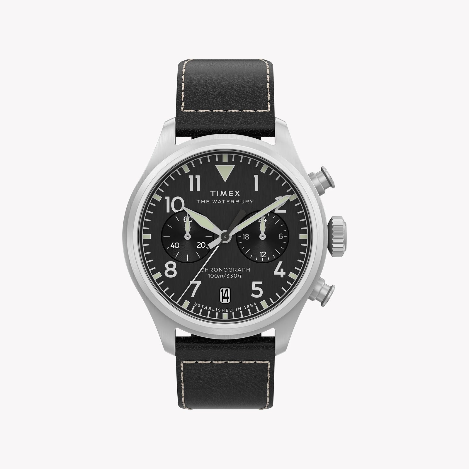 Waterbury Ace Chronograph SST Silver Dial Brown Leather Strap | TW2Y19000 by i-watch