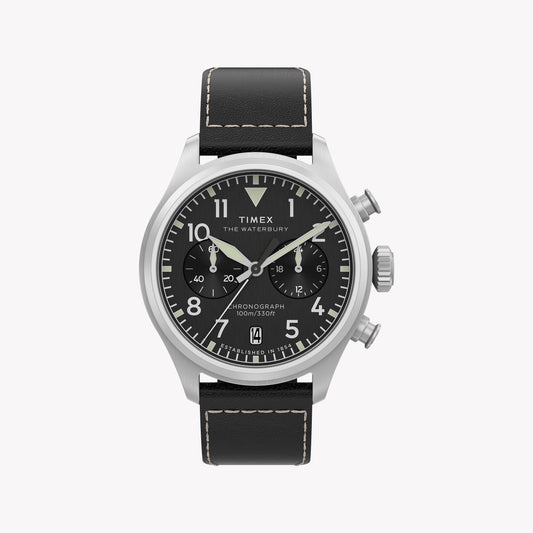 Waterbury Ace Chronograph SST Silver Dial Brown Leather Strap | TW2Y19000