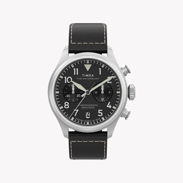 Waterbury Ace Chronograph SST Silver Dial Brown Leather Strap | TW2Y19000 by i-watch