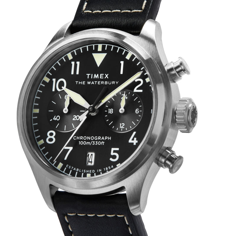 Waterbury Ace Chronograph SST Silver Dial Brown Leather Strap | TW2Y19000 by i-watch