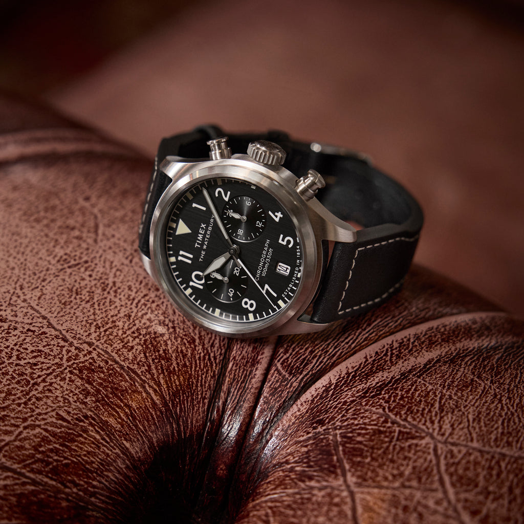 Waterbury Ace Chronograph SST Silver Dial Brown Leather Strap | TW2Y19000